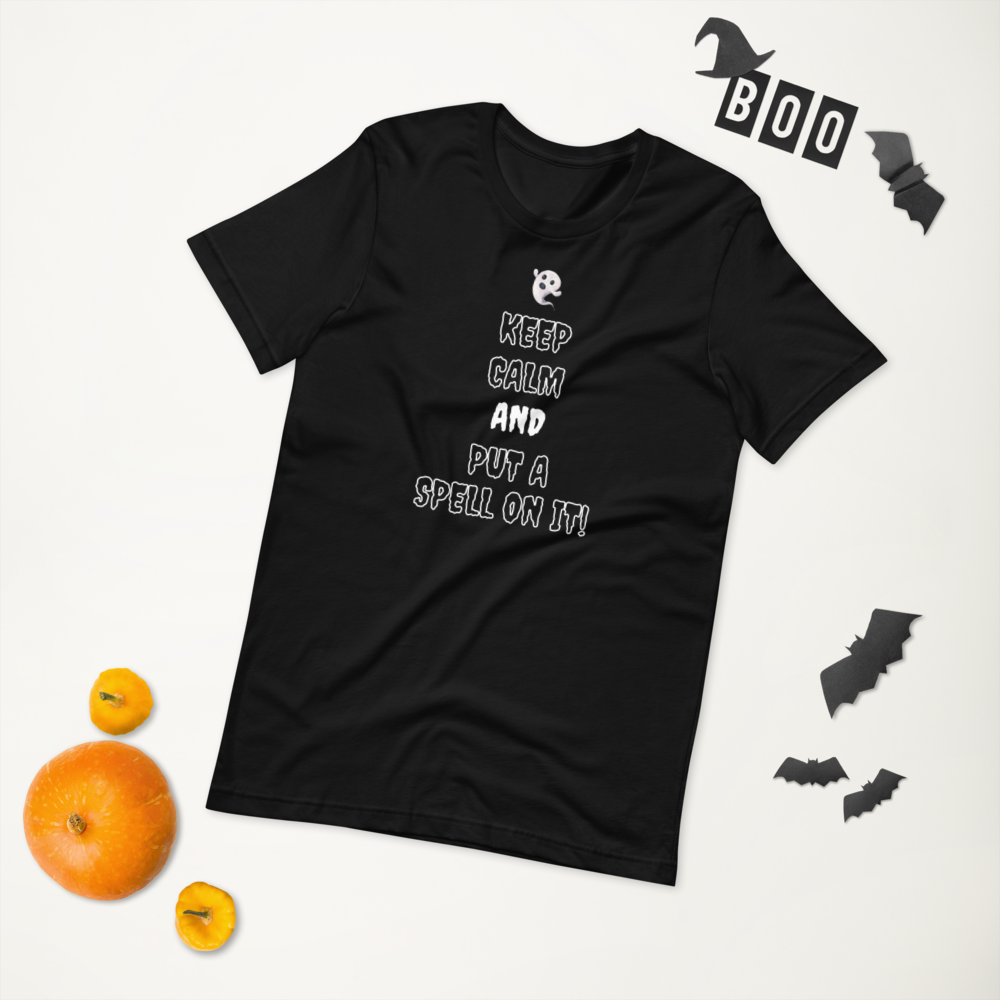 Keep Calm and Put a Spell on it!  Funky Men's Halloween T-shirt/Costume