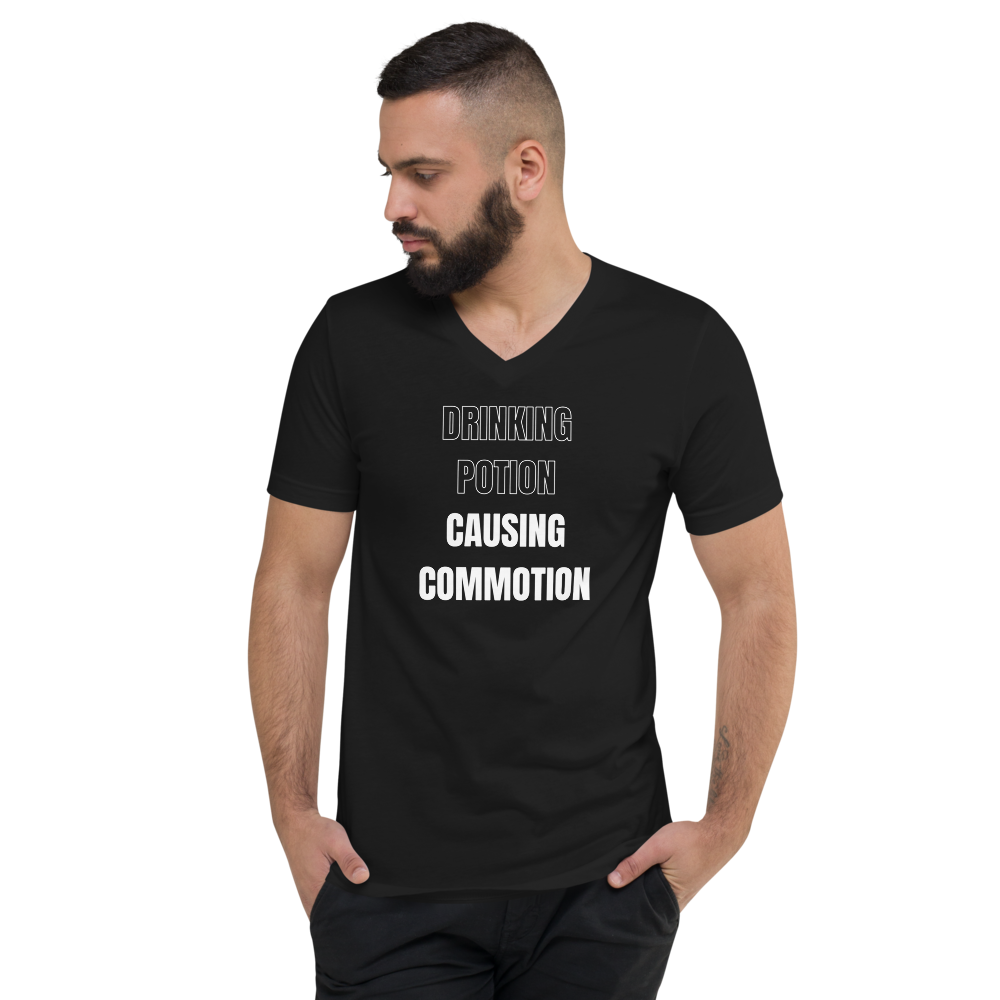 Men's Christmas Black T-Shirt  - Drinking Potion, Causing Commotion!