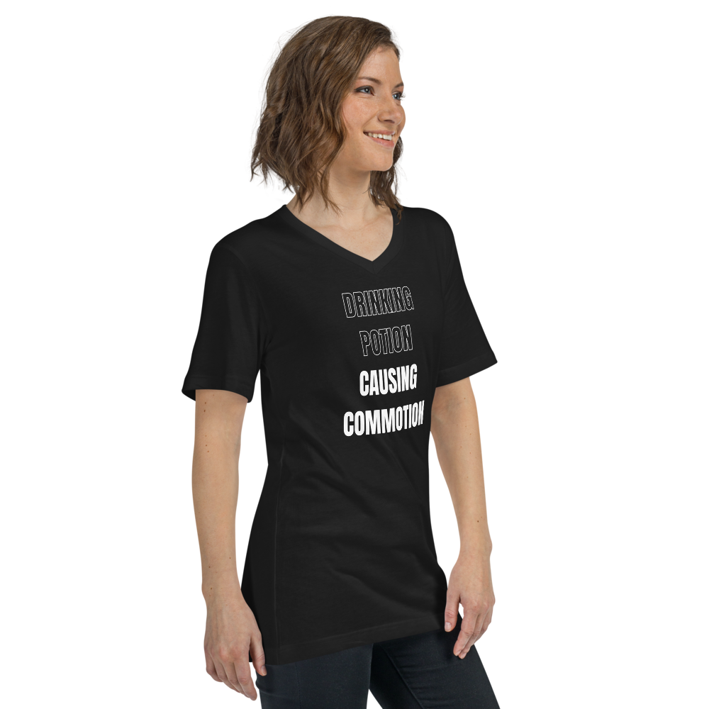 Funky Christmas Women's V-Neck T-Shirt - Drinking Potion, Causing Commotion!