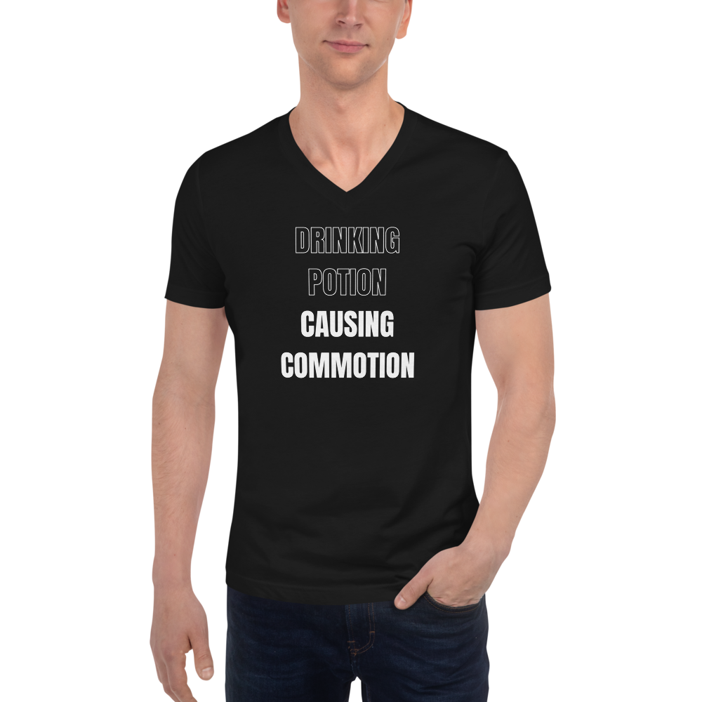 Men's Christmas Black T-Shirt  - Drinking Potion, Causing Commotion!