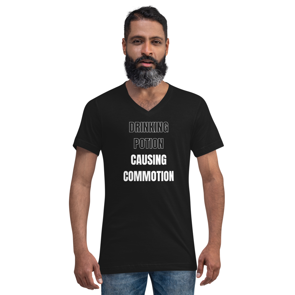 Men's Christmas Black T-Shirt  - Drinking Potion, Causing Commotion!