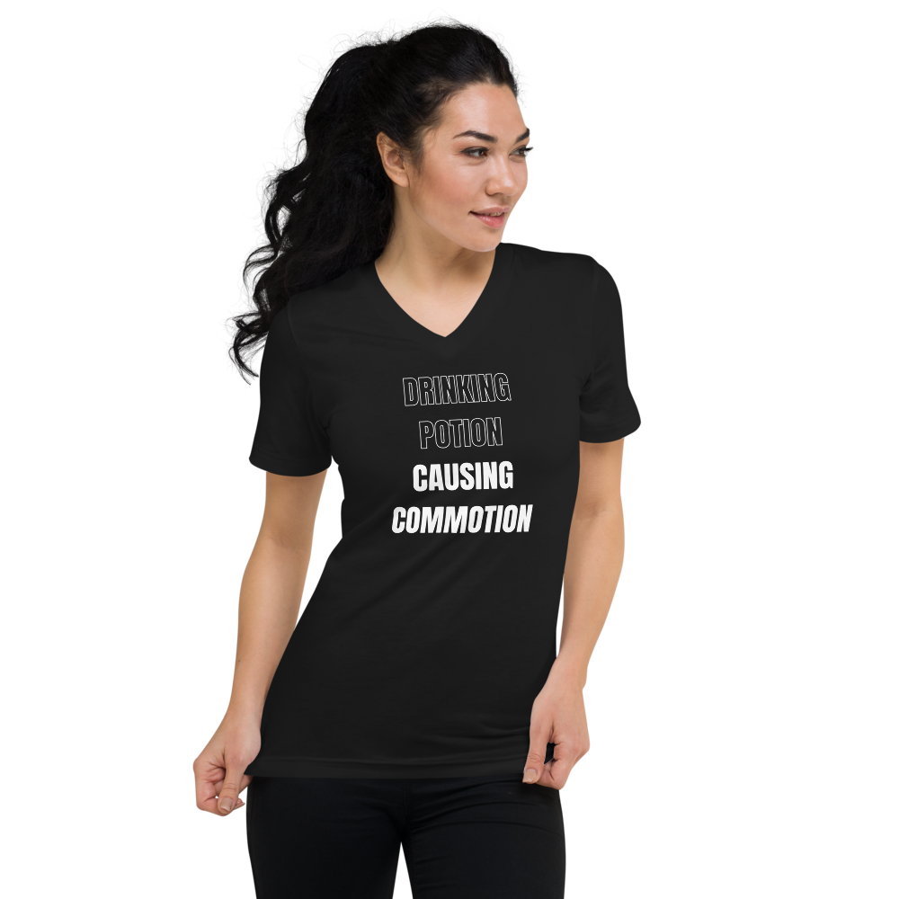 Funky Christmas Women's V-Neck T-Shirt - Drinking Potion, Causing Commotion!