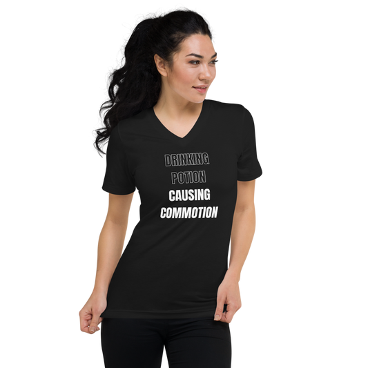 Funky Christmas Women's V-Neck T-Shirt - Drinking Potion, Causing Commotion!