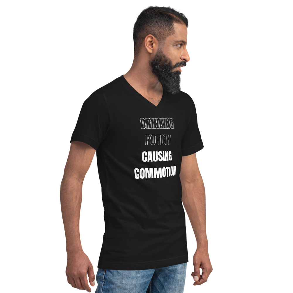 Men's Christmas Black T-Shirt  - Drinking Potion, Causing Commotion!