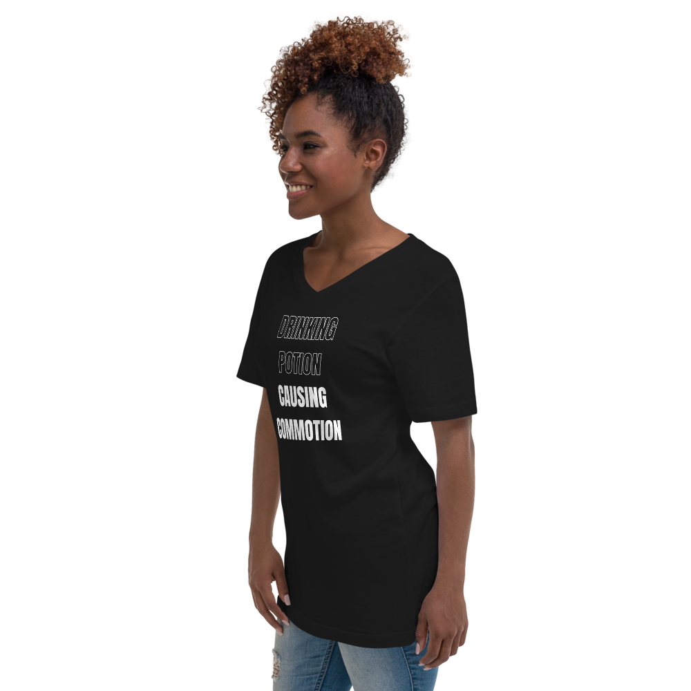 Funky Christmas Women's V-Neck T-Shirt - Drinking Potion, Causing Commotion!