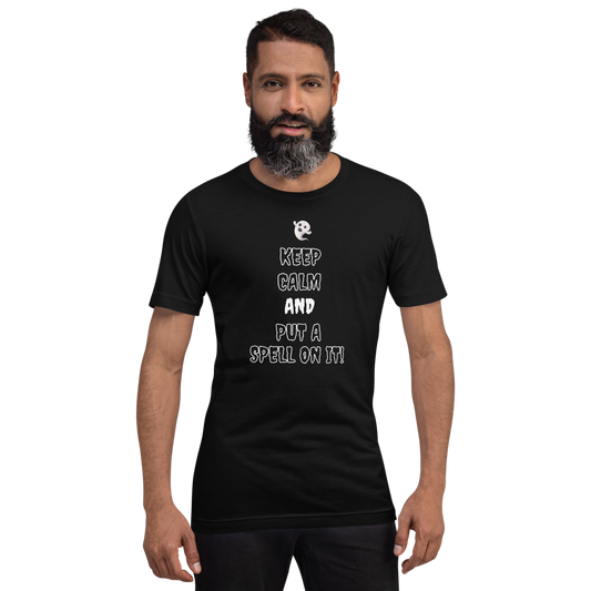 Keep Calm and Put a Spell on it!  Funky Men's Halloween T-shirt/Costume