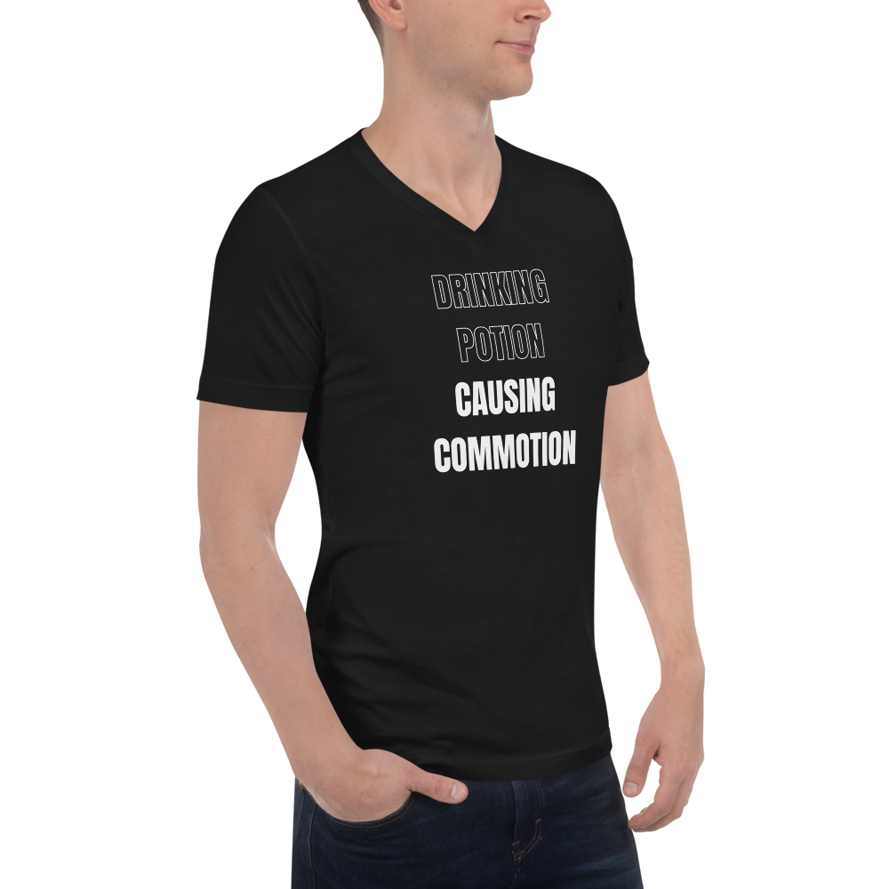 Men's Christmas Black T-Shirt  - Drinking Potion, Causing Commotion!